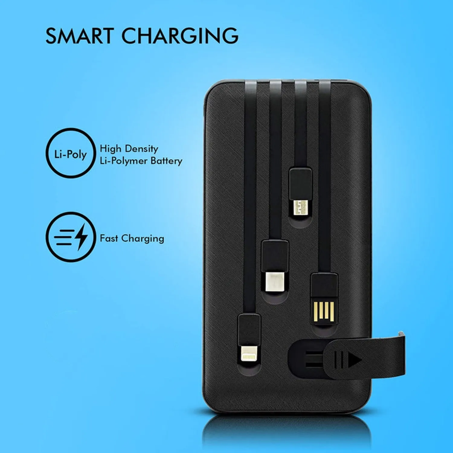 10000mAh, 12W Fast Charging Power Bank with built 4 in 1 USB with Mobile Holder (1 Pc)