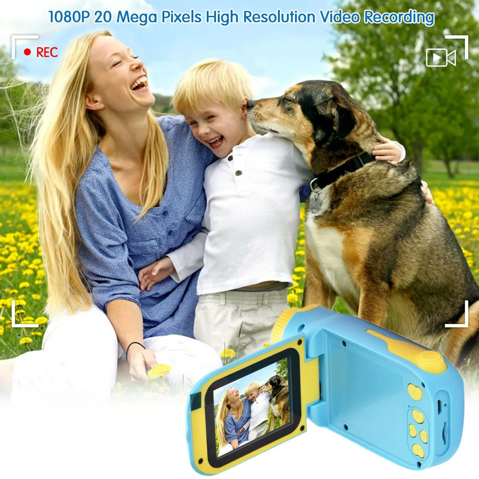 1080P 20 Mega Pixels High Resolution Kids Video Camcorder Portable Mini  Digital Camera with 2.4 Inch Large Display Screen Birthday Gifts for Boys Girls