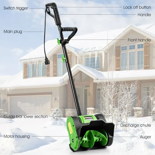 12-Inch 9 Amp Electric Corded Snow Shovel Driveway Yard Snow Thrower-Green