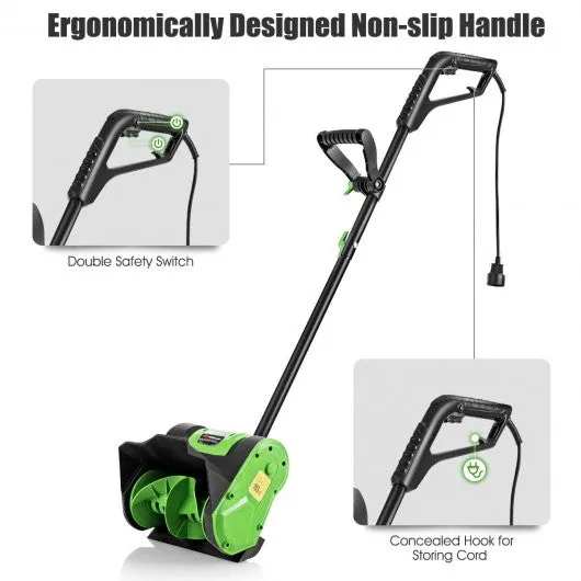 12-Inch 9 Amp Electric Corded Snow Shovel Driveway Yard Snow Thrower-Green