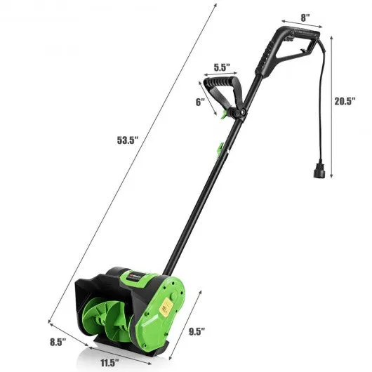 12-Inch 9 Amp Electric Corded Snow Shovel Driveway Yard Snow Thrower-Green