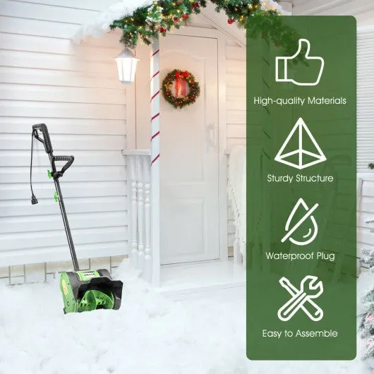 12-Inch 9 Amp Electric Corded Snow Shovel Driveway Yard Snow Thrower-Green