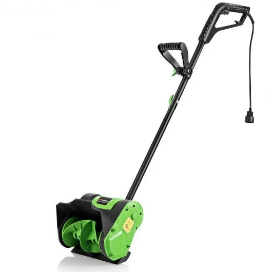 12-Inch 9 Amp Electric Corded Snow Shovel Driveway Yard Snow Thrower-Green