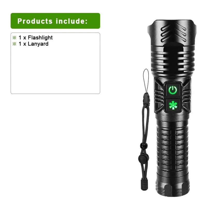 1500m White Laser Flashlight Super Bright Type-c Recharging Torch Powerful LED Flashlights Zoom With COB Lamp Tactics Lanterns