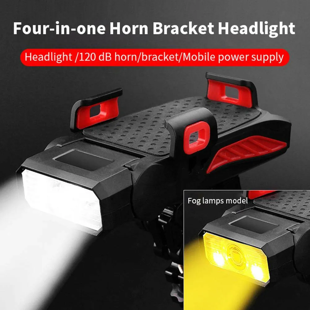 1PCS 4-in-1 Mobile Phone Holder Headlight Horn Convenient Portable Bicycle USB Charging Light Bicycle Accessories Dropshipping