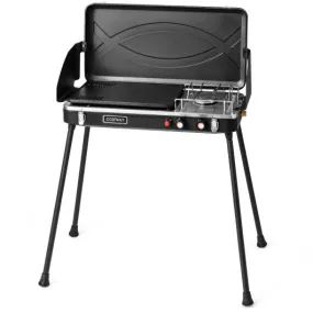 2-in-1 Gas Camping Grill and Stove with Detachable Legs-Black