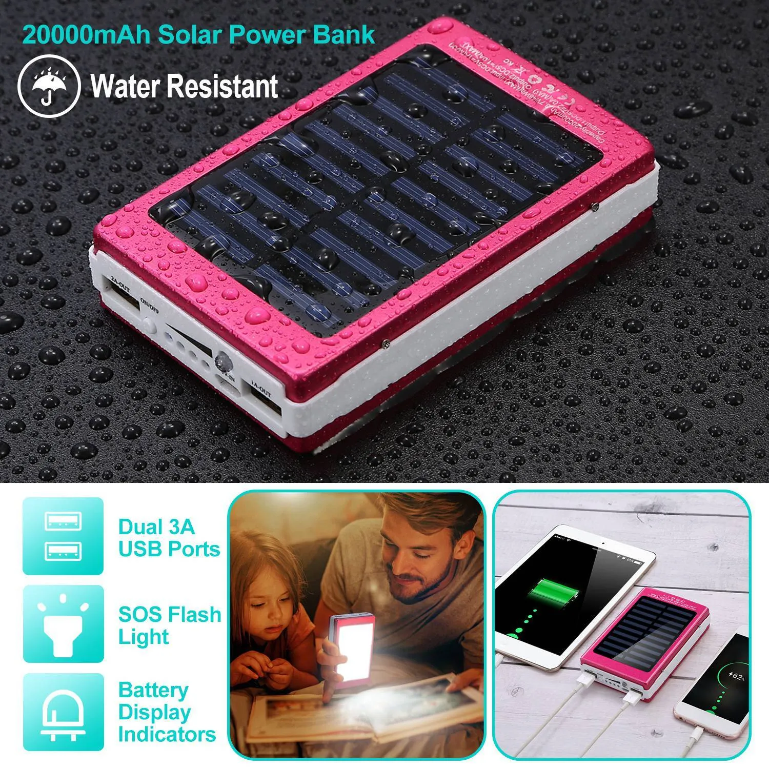 20,000mAh Solar Power Bank