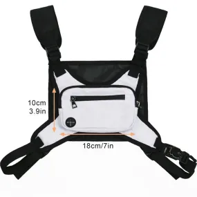 20L Nylon Chest Bag for Outdoor Sports Activities, with Reflective Strips, Headphone Slot and More