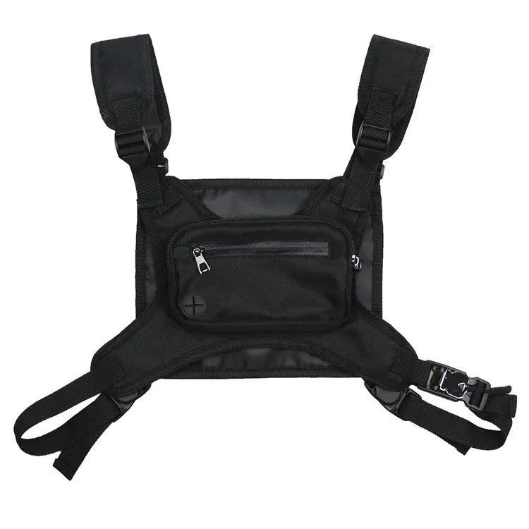 20L Nylon Chest Bag for Outdoor Sports Activities, with Reflective Strips, Headphone Slot and More