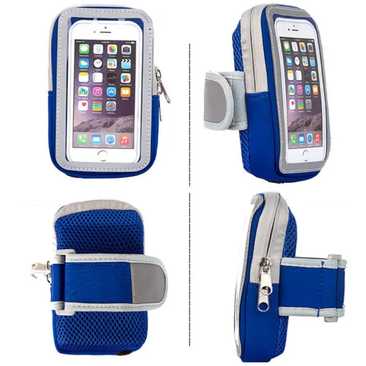 3 PCS Comfortable And Breathable Sports Arm Bag Mobile Phone Wrist Bag For 4-6.5 Inch Mobile Phone(Blue)