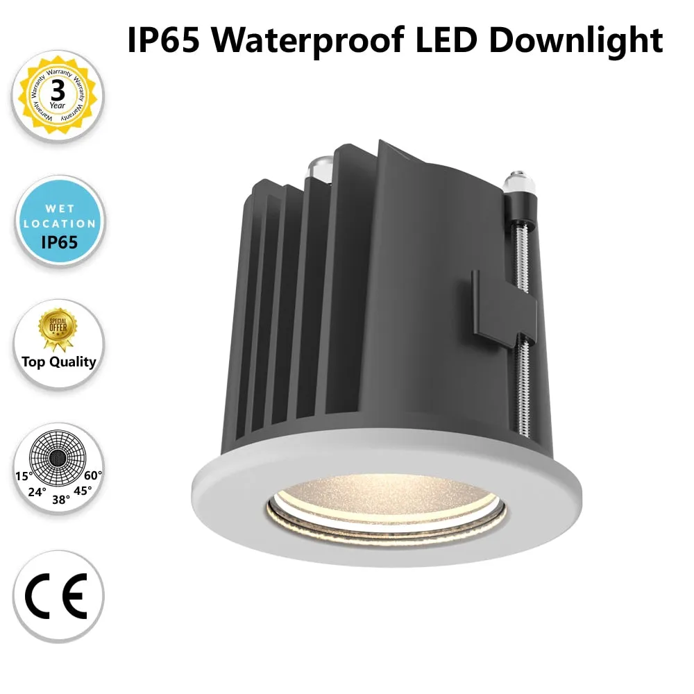 38degree beam angle 2pcs/lot IP65 waterproof 25W recessed led downlight 15W COB recessed led ceiling light outdoor lighting