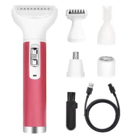 5-in-1 Portable Lady Electric Razor - Painless Hair Removal Set | Rechargeable, Cordless Shaver for Bikini Line, Eyebrow, Nose, Arms, Legs