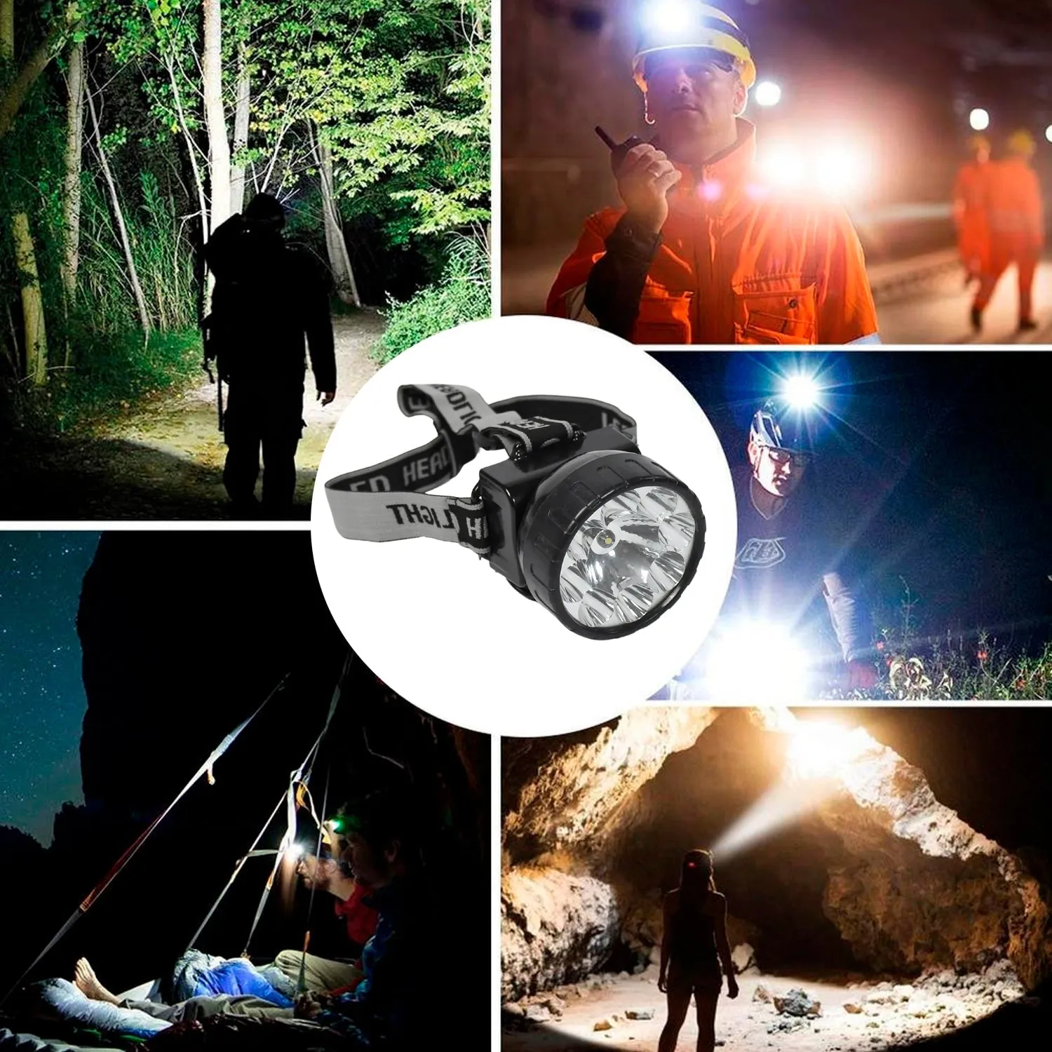 7518 HEAD LAMP 9 LED LONG RANGE RECHARGEABLE HEADLAMP ADJUSTMENT LAMP USE FOR FARMERS, FISHING, CAMPING, HIKING, TREKKING, CYCLING