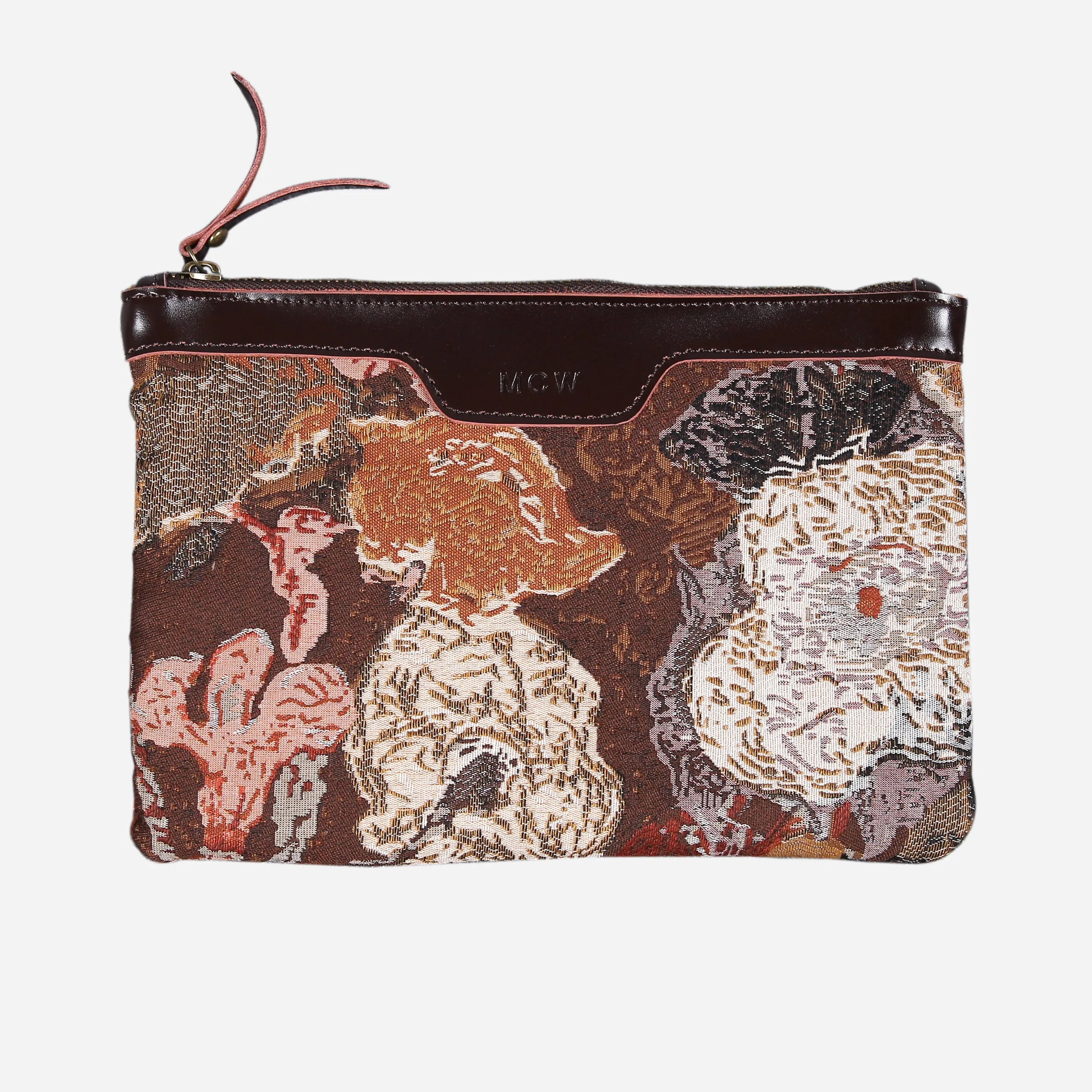 Abstract Brown Wristlet Clutch