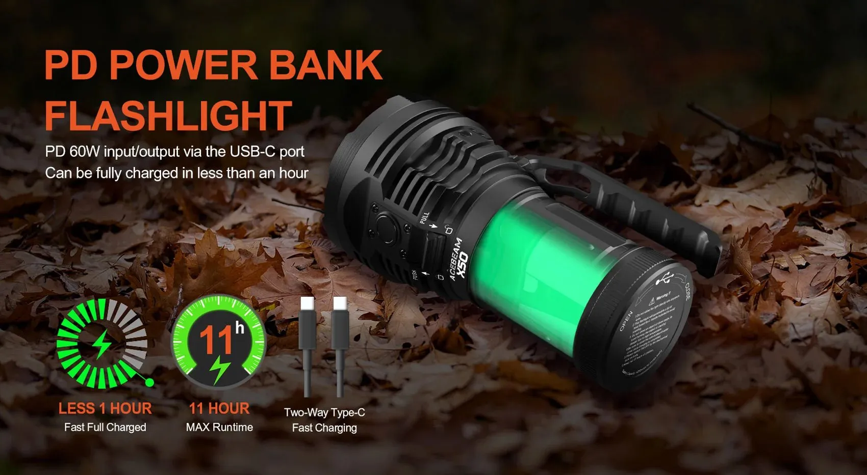 Acebeam X50 2.0 PD Power Bank Flashlight