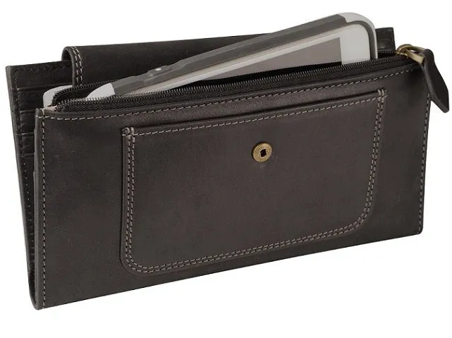 Adpel Dakota Leather Purse With Magnetic Closure | Black