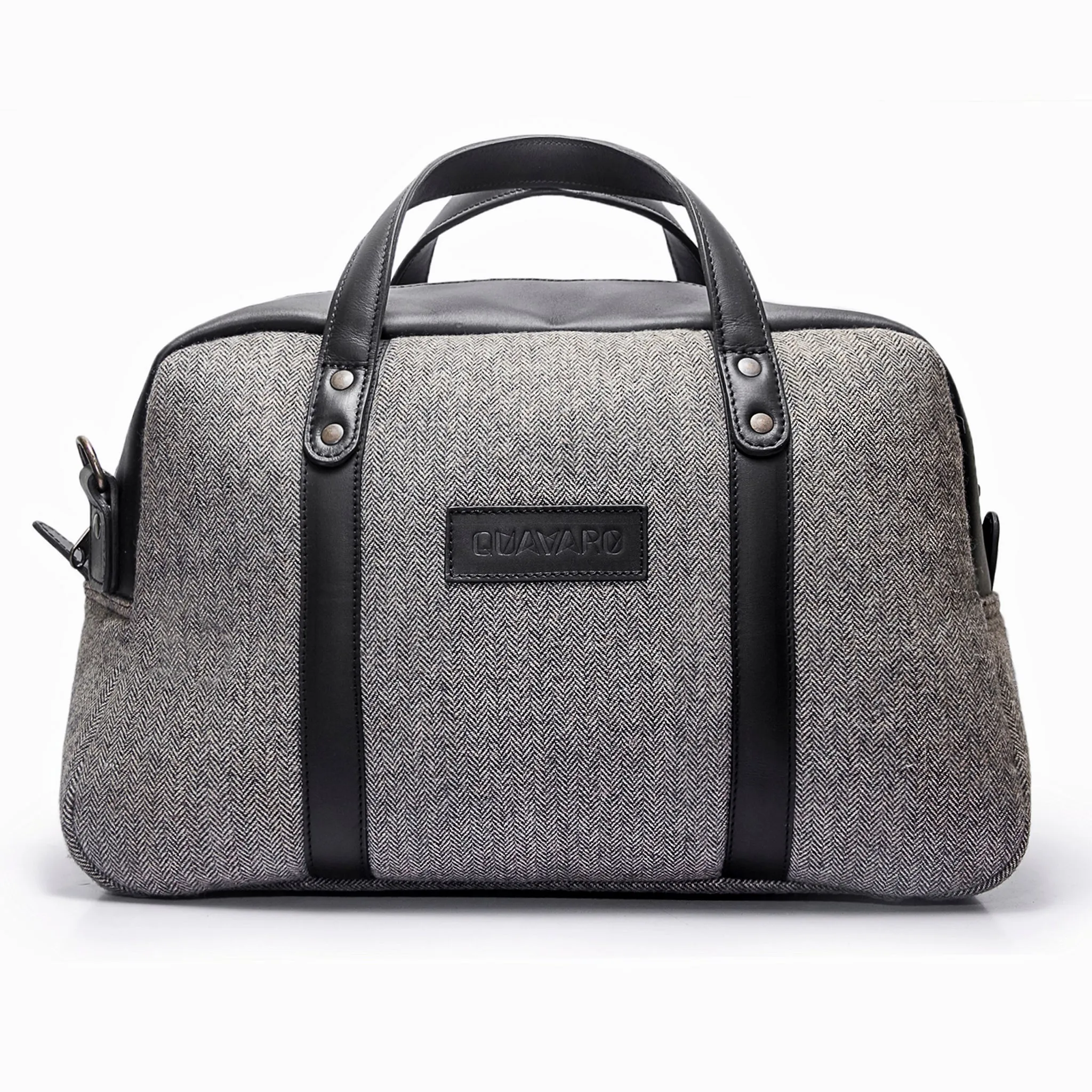 Albatross Weekender - Wool Herringbone | Black Leather