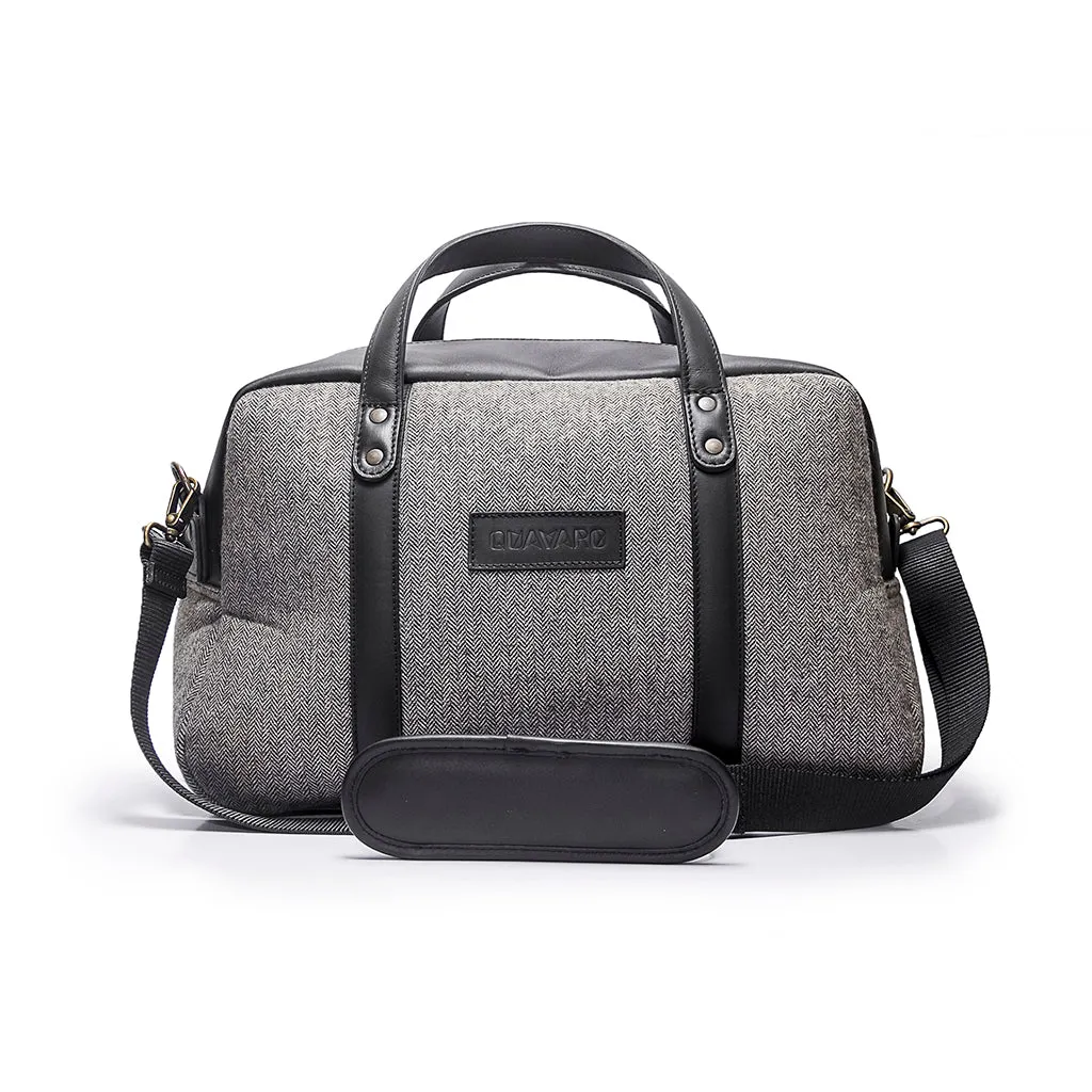 Albatross Weekender - Wool Herringbone | Black Leather