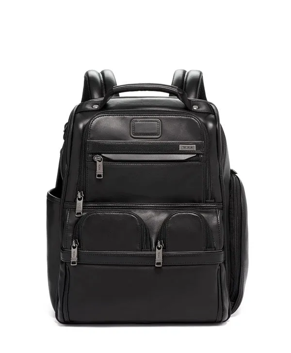 Alpha 3 Compact Laptop Brief Pack Leather - Black