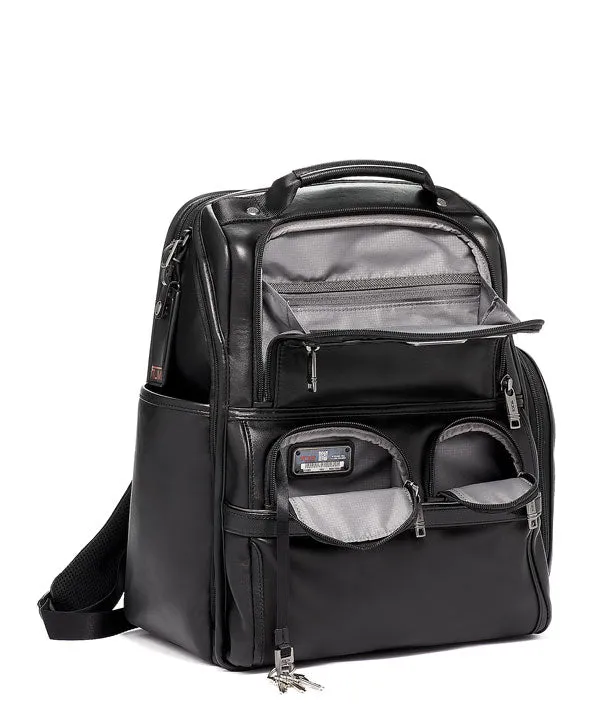 Alpha 3 Compact Laptop Brief Pack Leather - Black