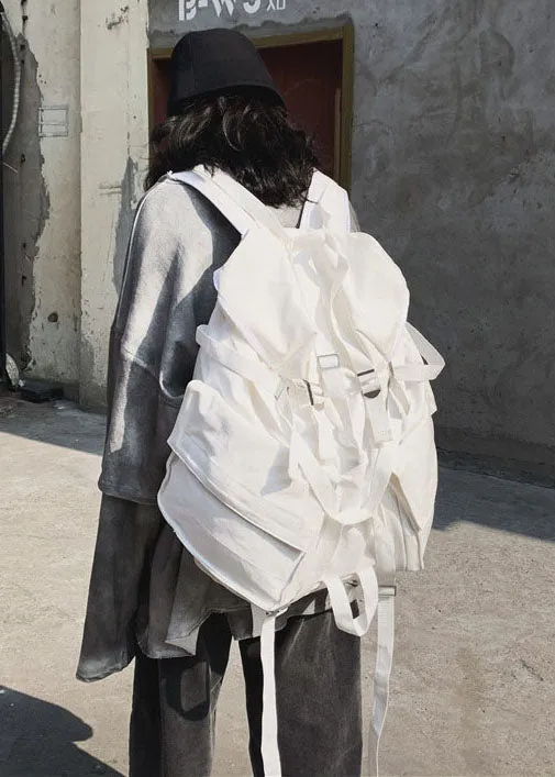 Art White Solid Large Capacity Canvas Backpack Bag