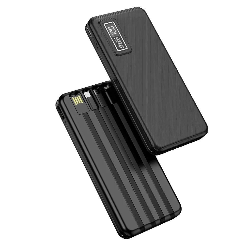 Aspor A300 Power Bank Original 10000mah Li-Polymer Battery 4 In1 Power Bank Black