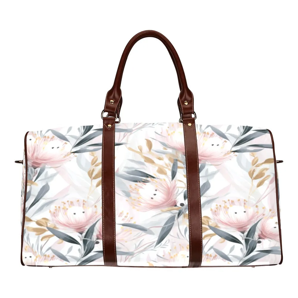 Australian Floral Pink & Grey Waterproof Travel Bag/Small (Model 1639)