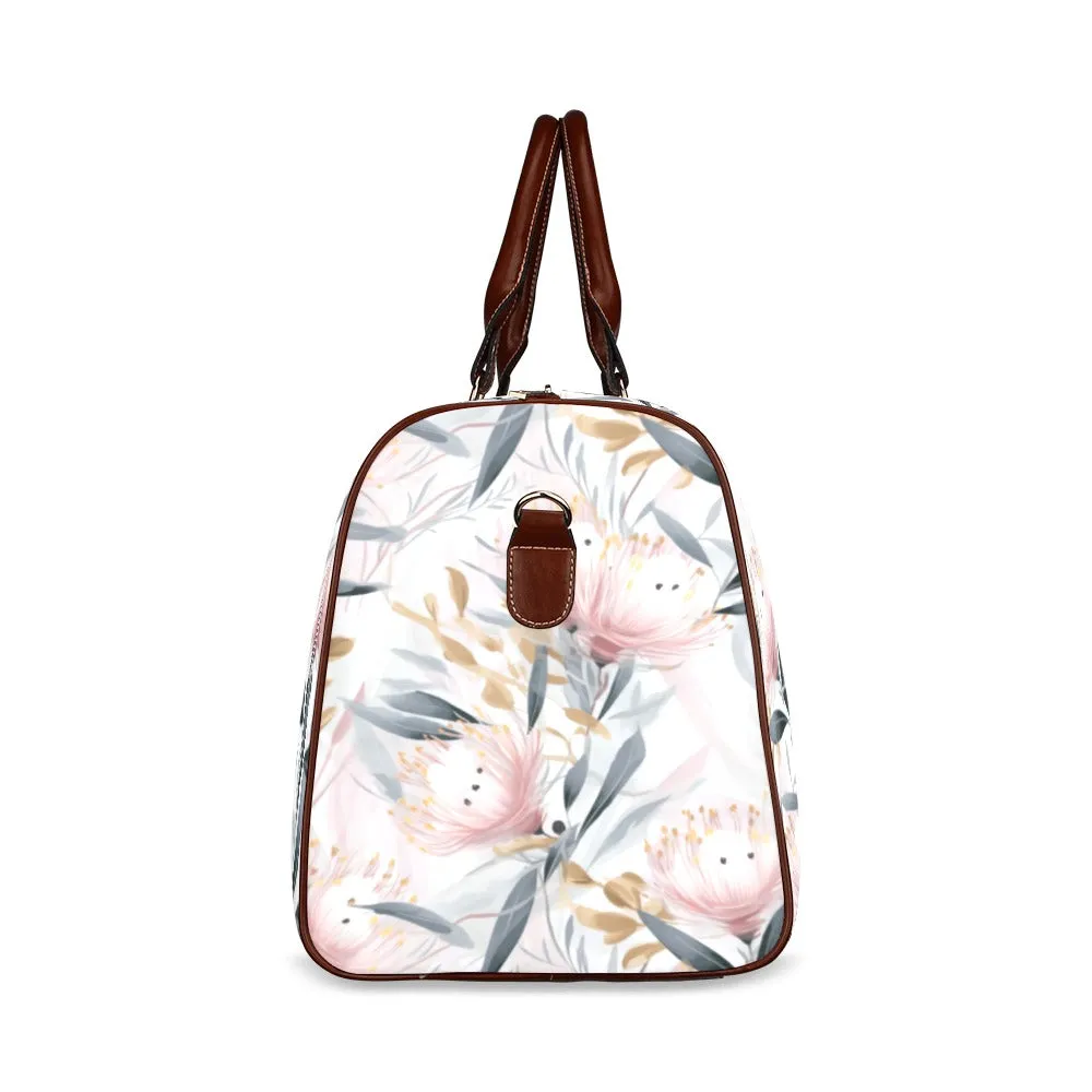 Australian Floral Pink & Grey Waterproof Travel Bag/Small (Model 1639)