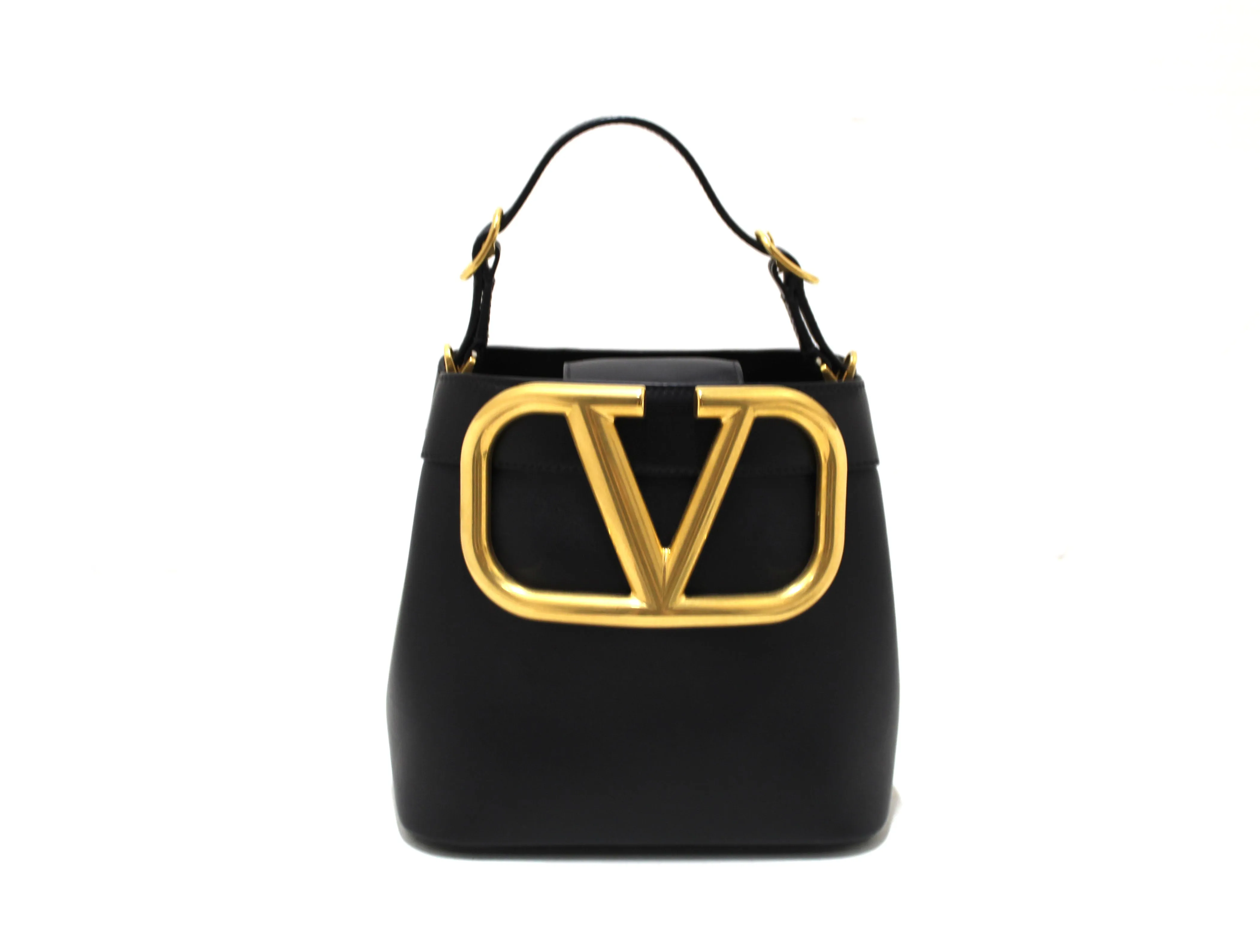 Authentic Valentino Black Leather Supervee Top Handle Bag