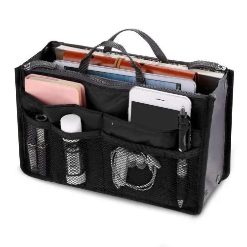 Bag Organiser Insert with 13 Pockets and Zippers