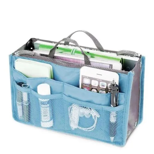 Bag Organiser Insert with 13 Pockets and Zippers