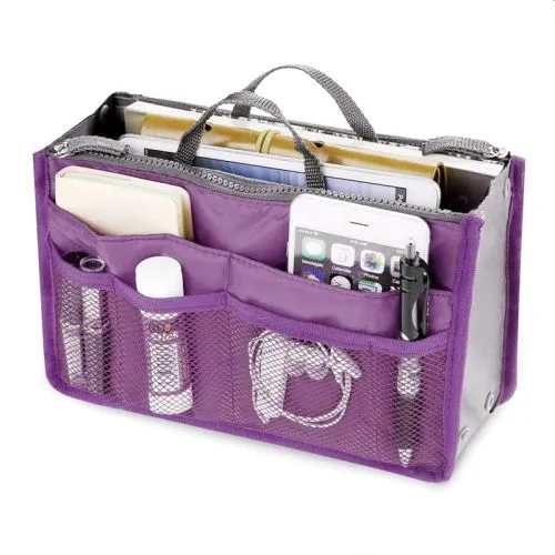 Bag Organiser Insert with 13 Pockets and Zippers