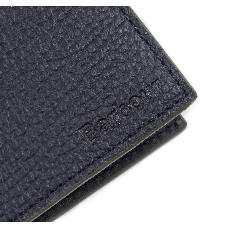 Barbour Grain Leather Mens Billfold Wallet - Black