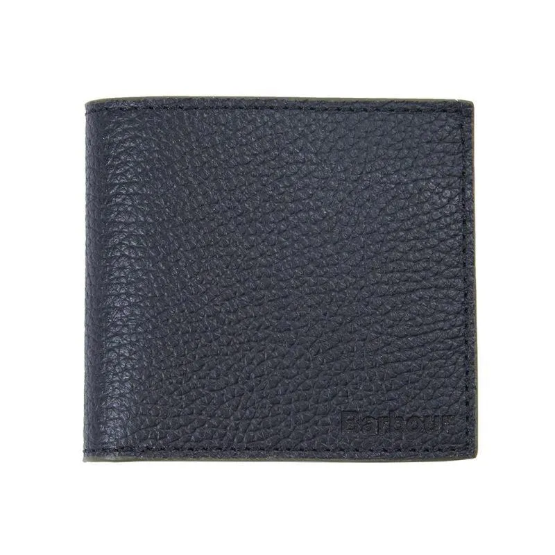 Barbour Grain Leather Mens Billfold Wallet - Black