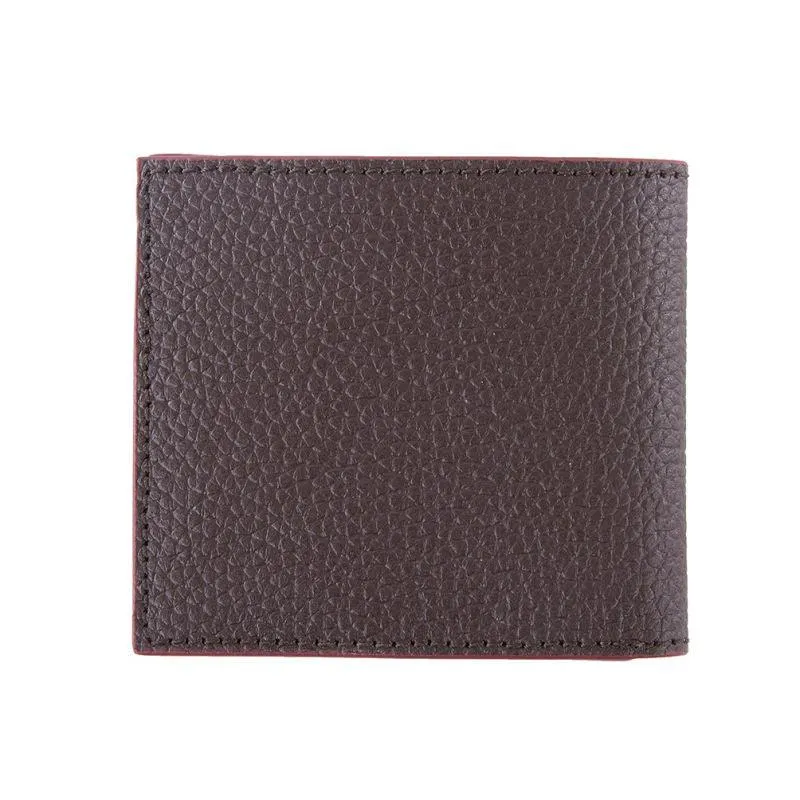 Barbour Grain Leather Mens Billfold Wallet - Dark Brown