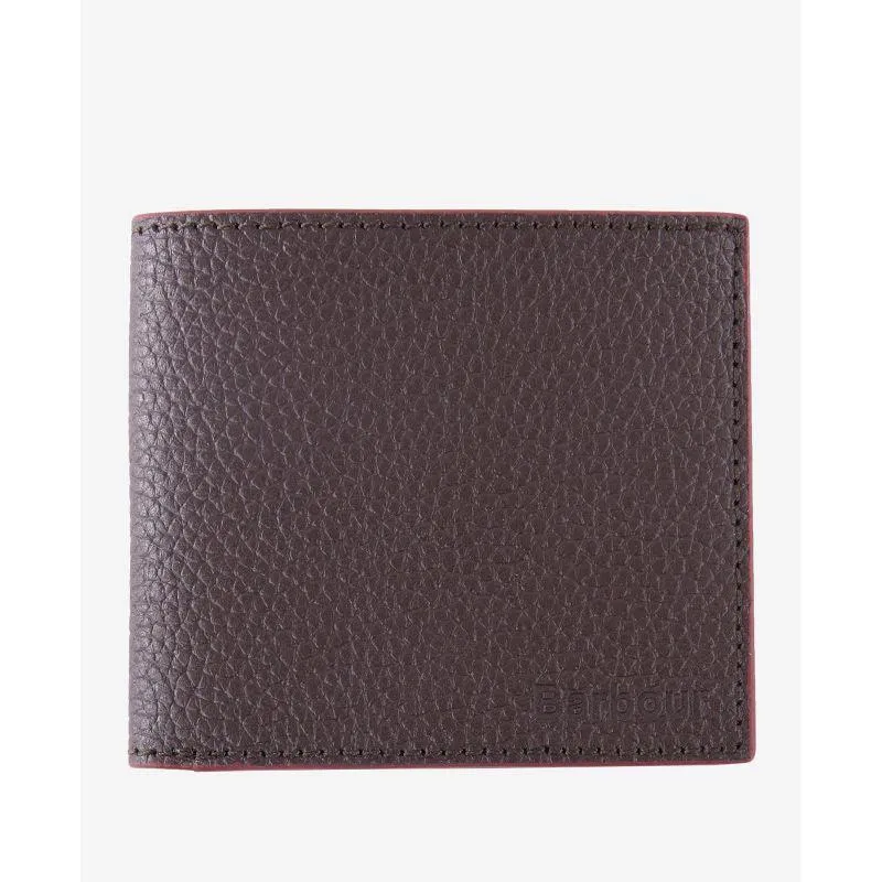 Barbour Grain Leather Mens Billfold Wallet - Dark Brown