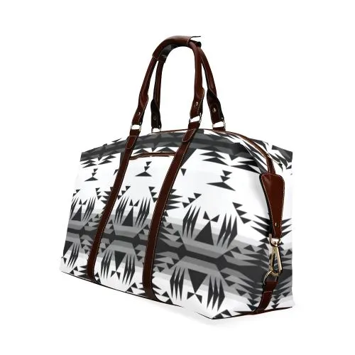 Between the Mountains White and Black Classic Travel Bag