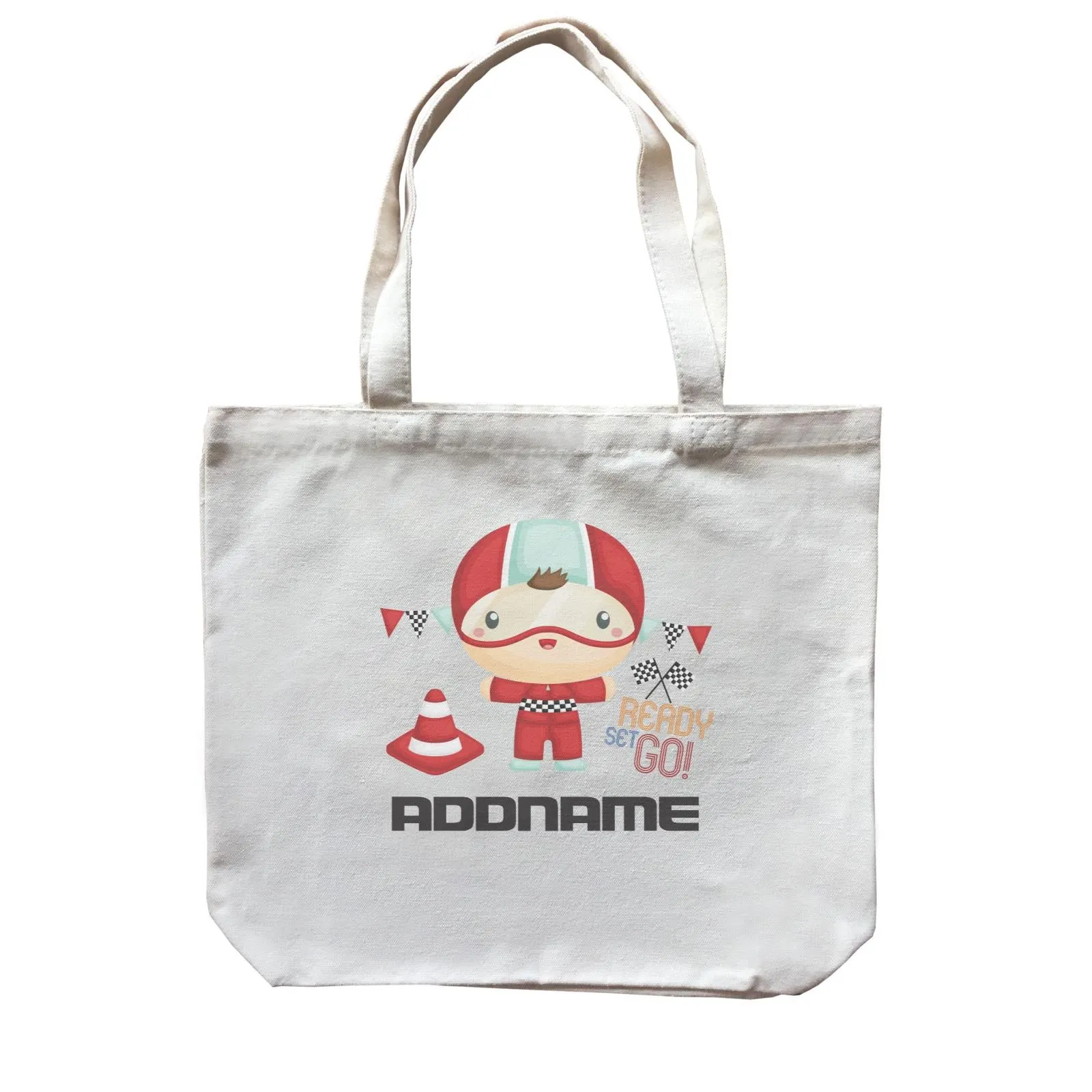 Birthday Cars Race Racer Boy Ready Set Go Addname Canvas Bag