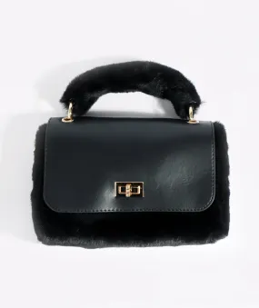 Black Faux Fur Crossbody Bag