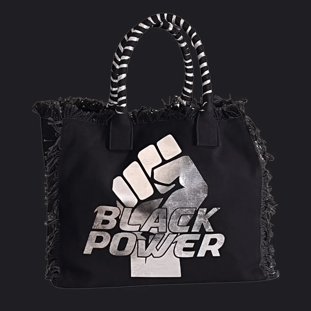 Black Power Shoulder Tote - Mesh - Blk/Silver