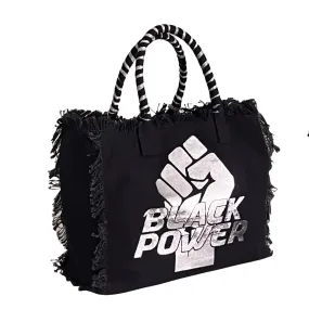 Black Power Shoulder Tote - Mesh - Blk/Silver