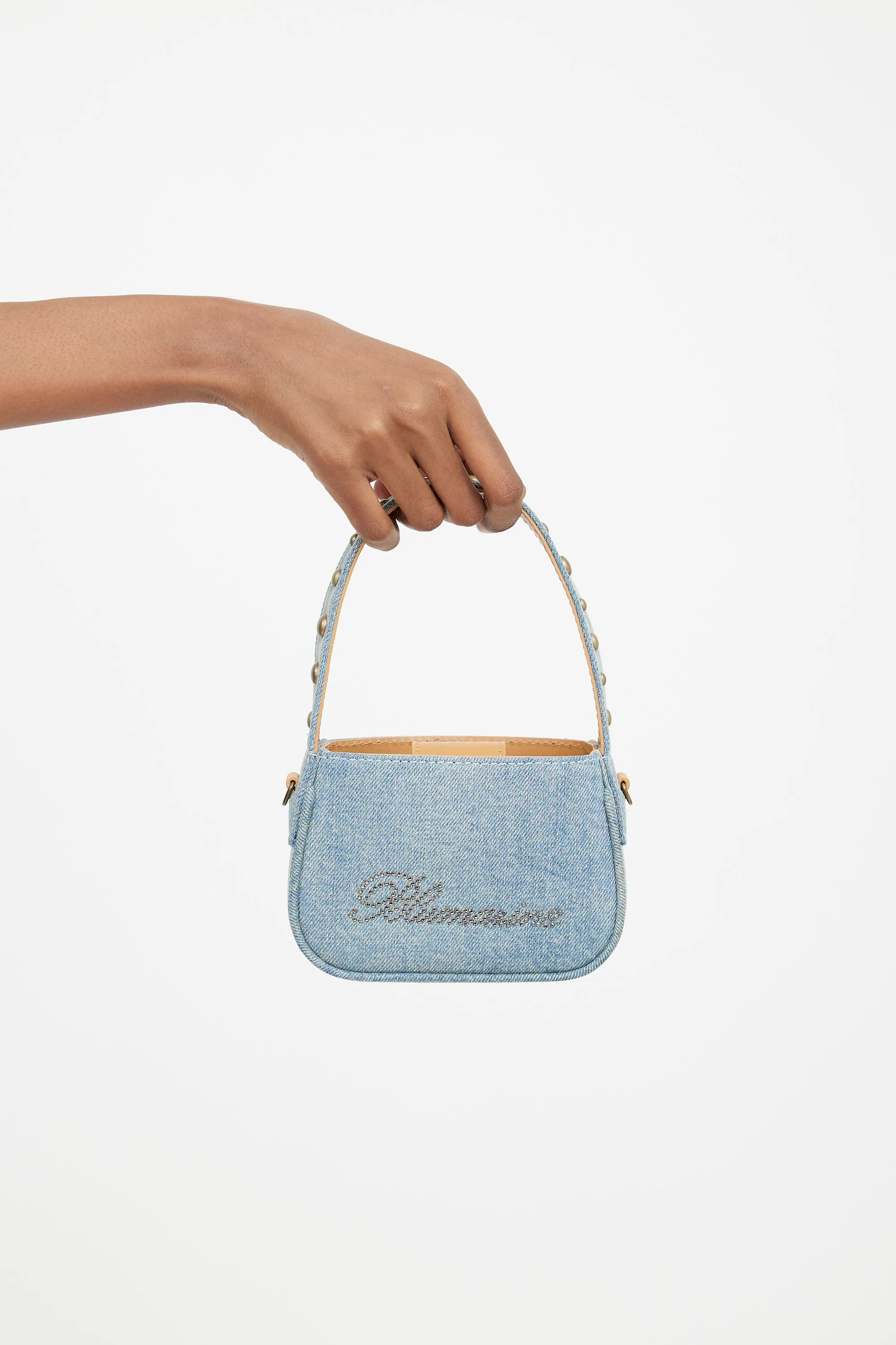 Blue Denim Rhinestone Logo Mini Bag