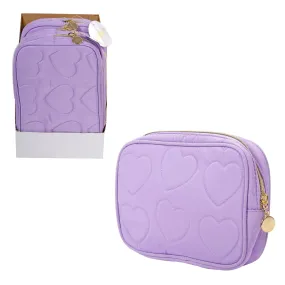 Bodico Cosmetic Bag Lilac Purple Hearts 7.8x1.6x5.1in