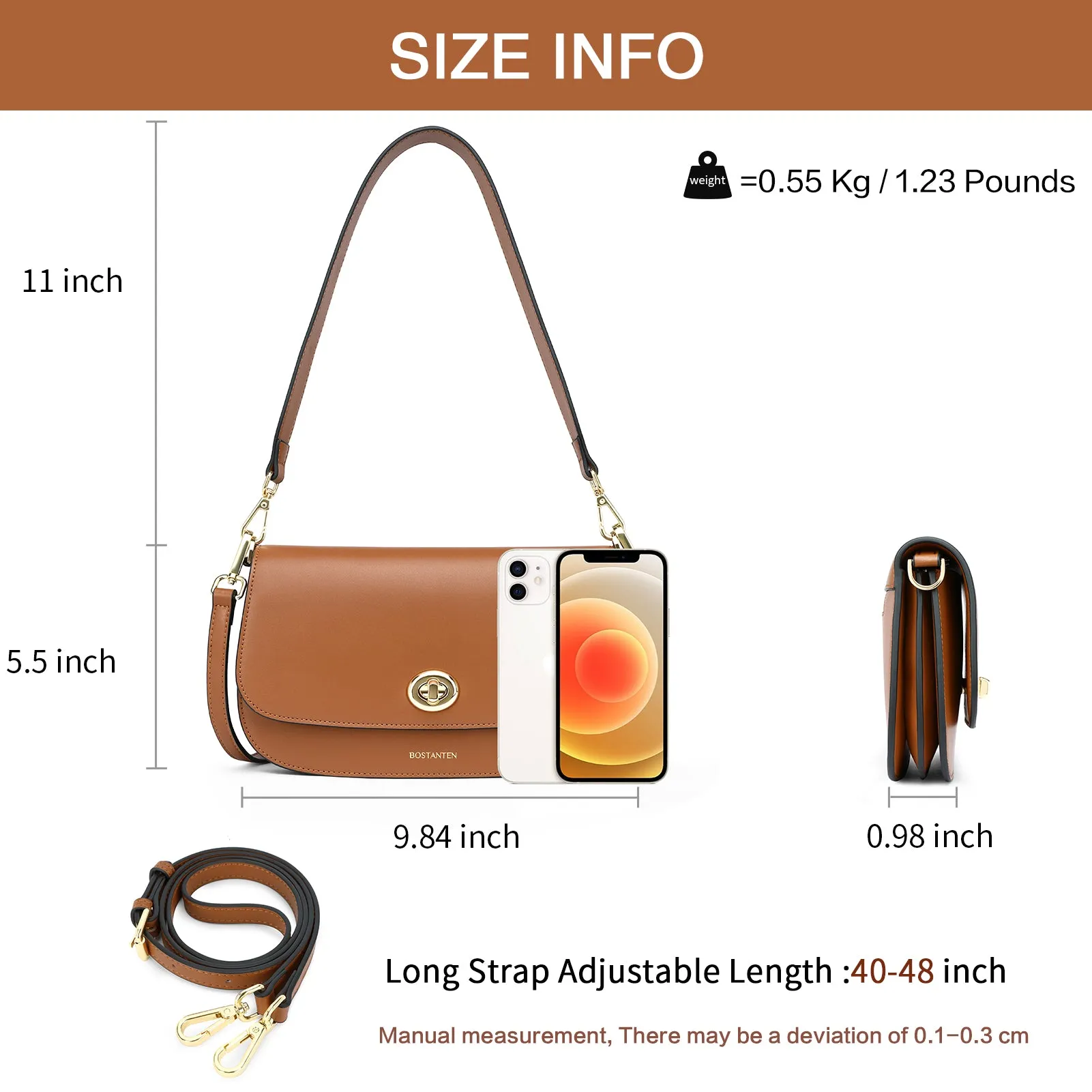 BOSTANTEN Small Crossbody Bag for Women Leather Top-handle Handbag Designer Shouldr Purse