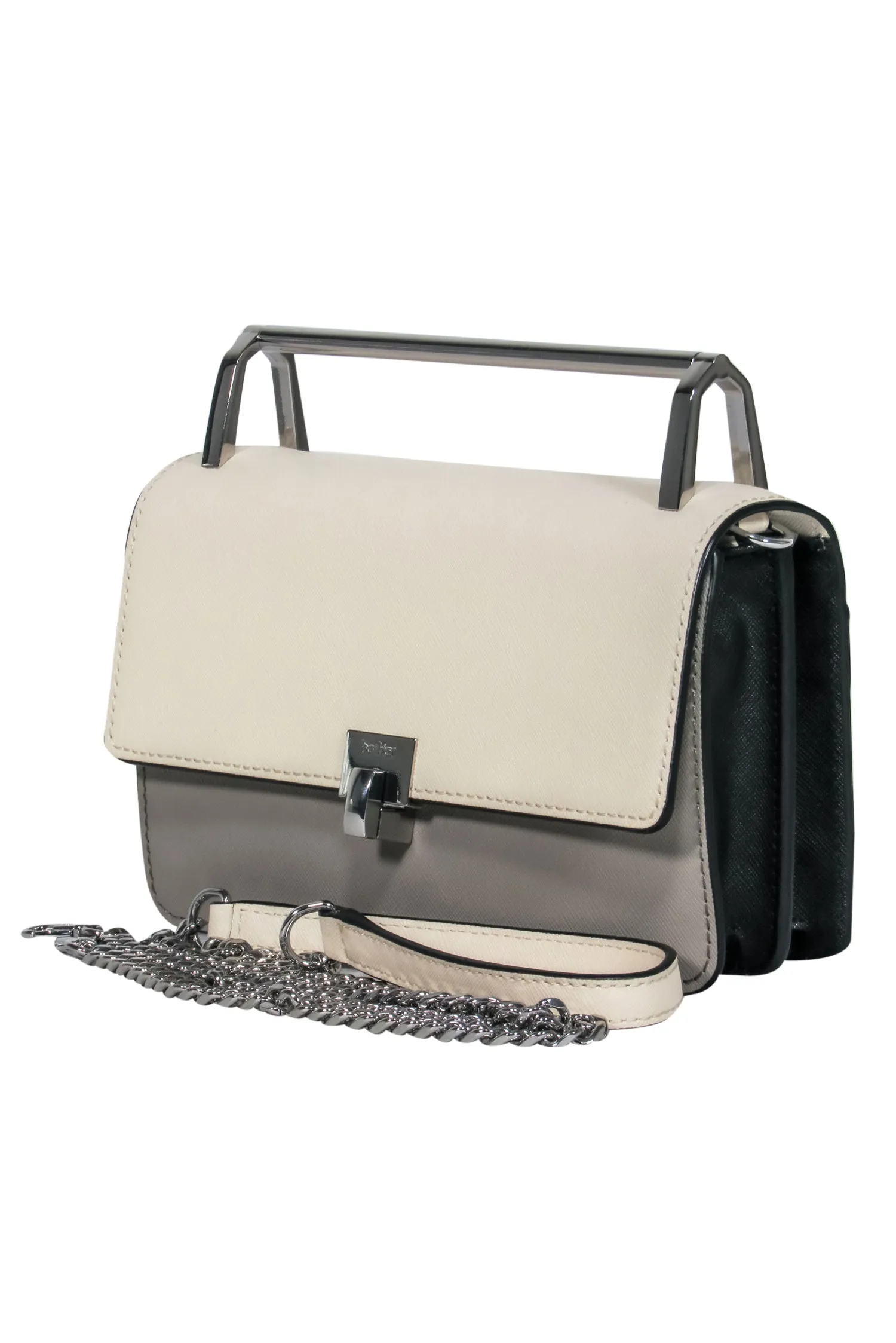 Botkier - Ivory & Black "Lennox" Convertible Crossbody w/ Bar Handle