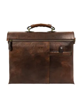 Brown Leather Briefcase Laptop Bag - From Here to Eternity