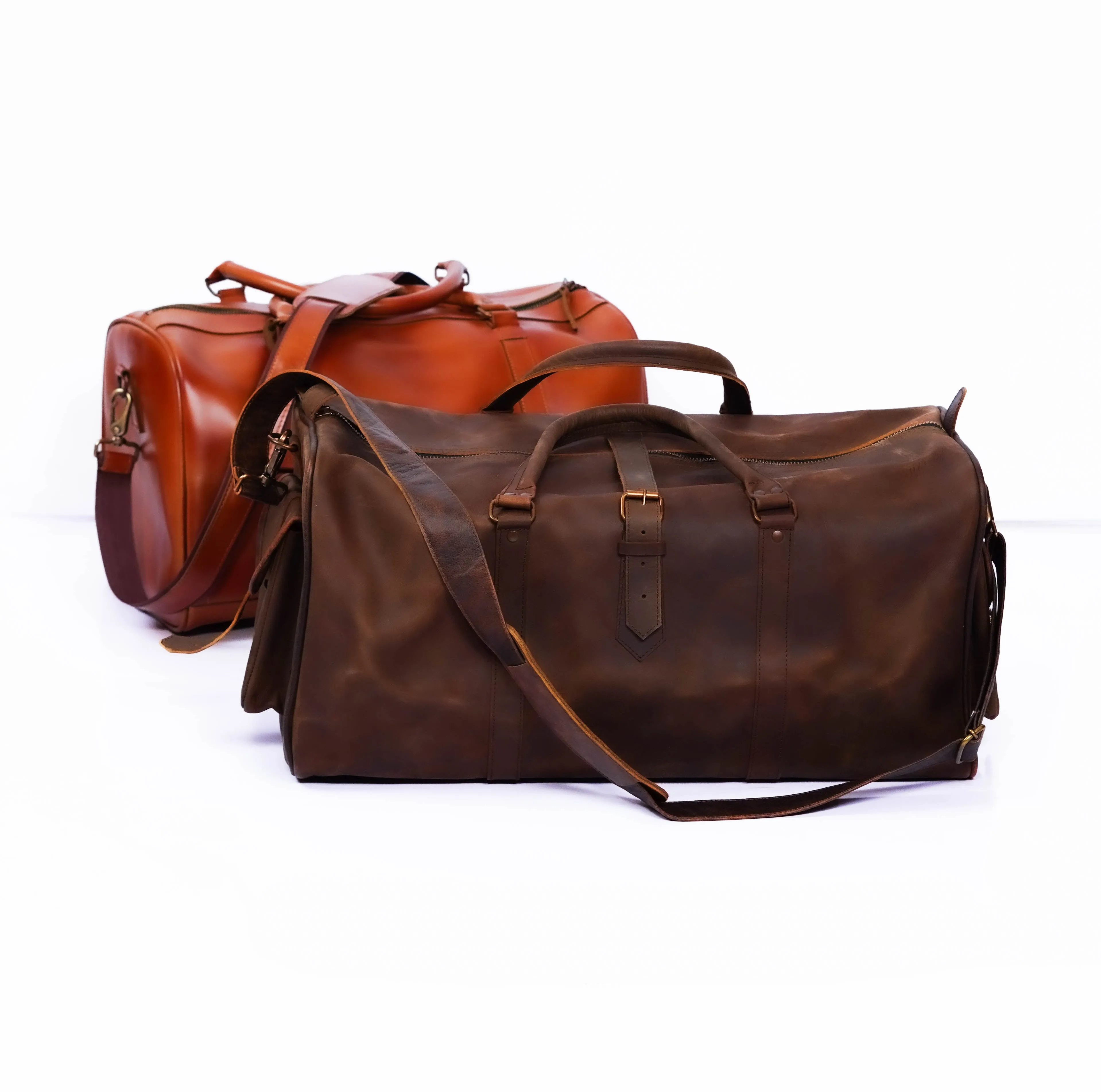 Brown Retro Real Leather Luggage Bag - Rome