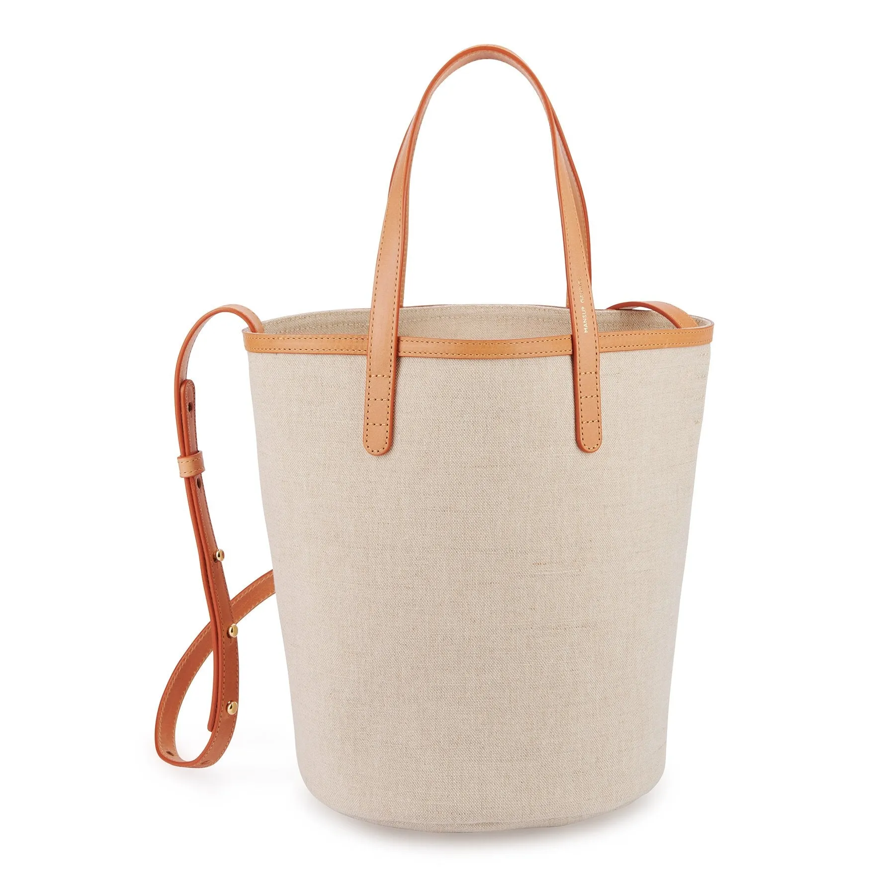 Canvas Mini Circle Bucket Bag - Beige