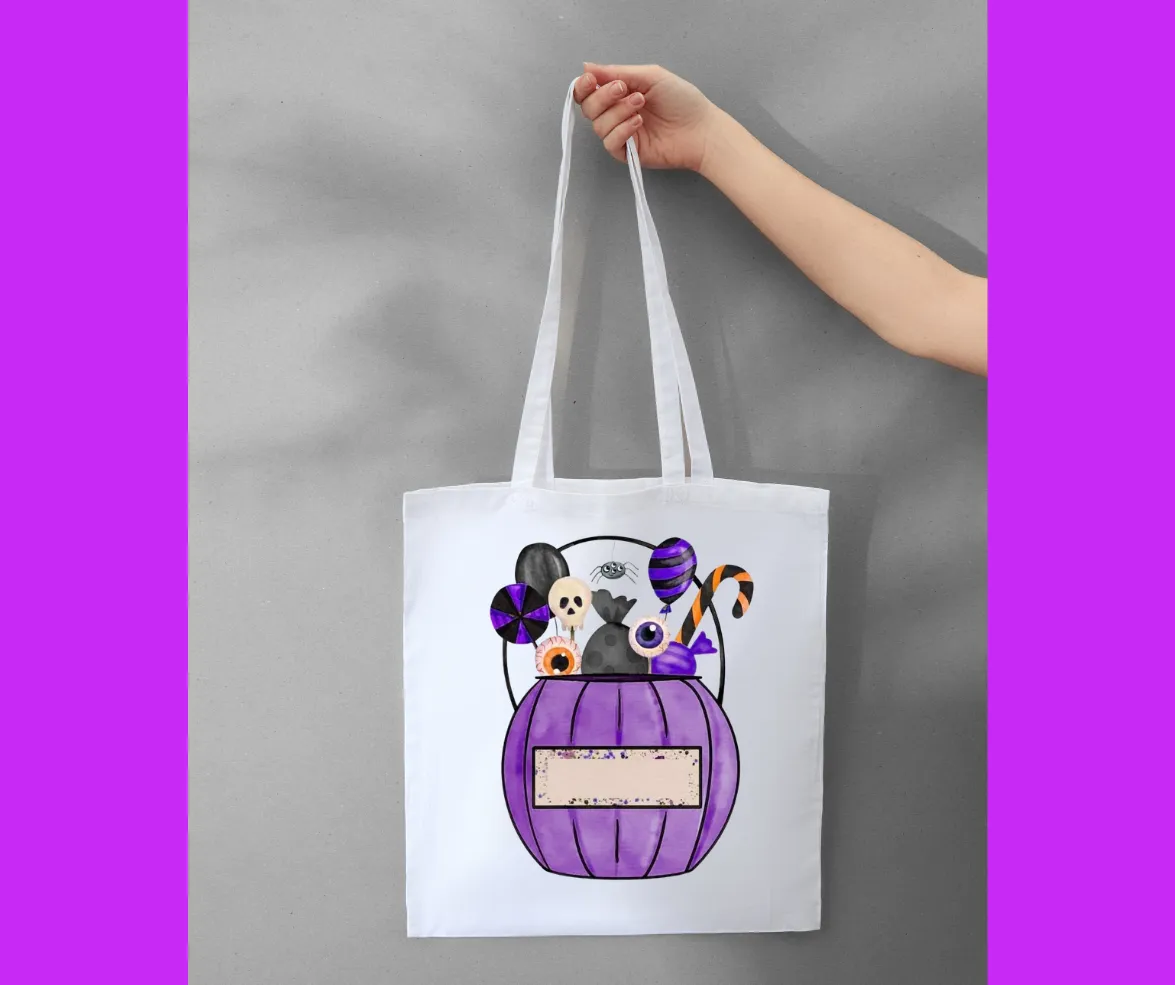 Canvas tote with color printed design