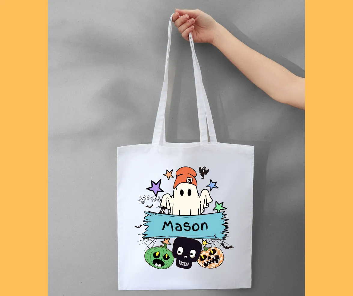 Canvas tote with color printed design